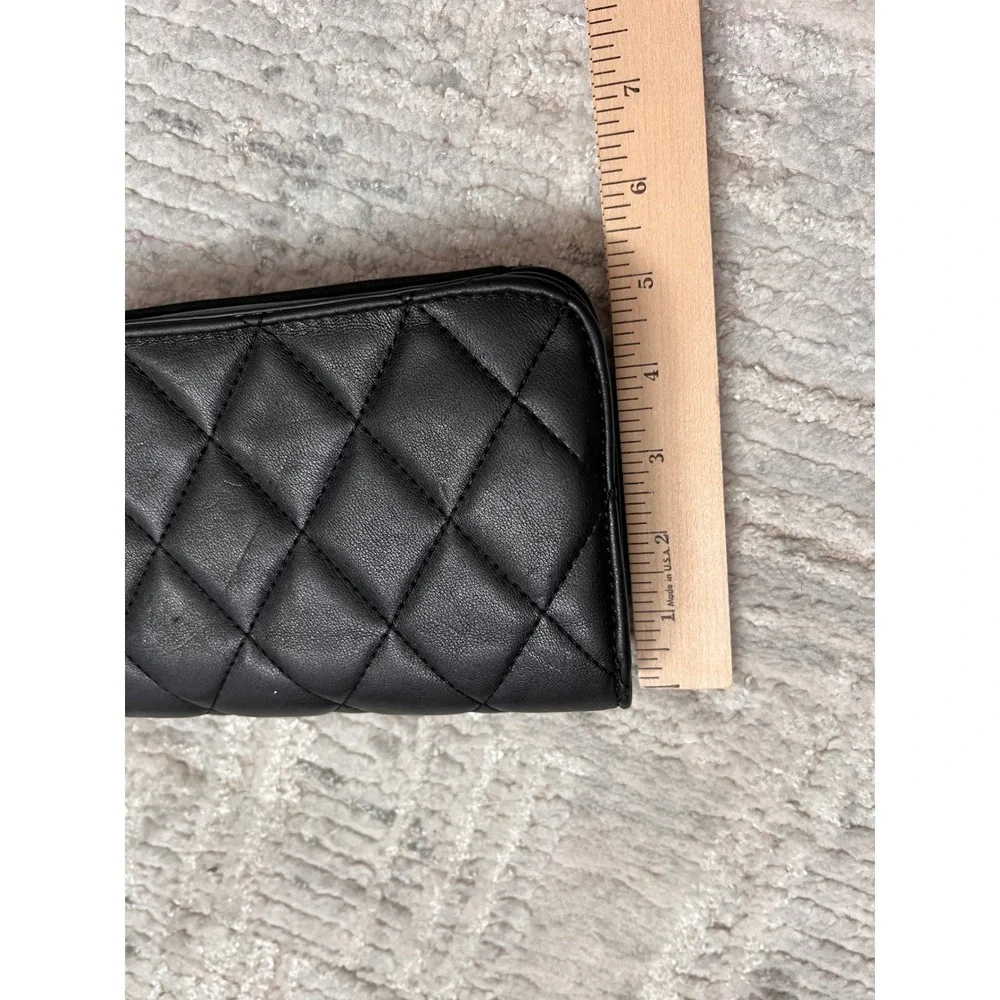 ALDO Black Quilted Faux Leather Clutch‎ Bag Multi Compartment